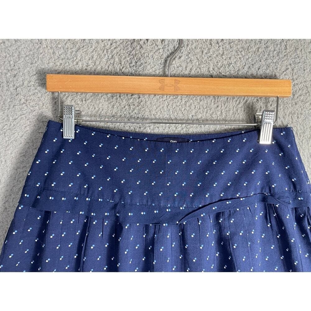 Gap Navy Blue Polka Dot Rayon Skirt Size 4 A-Line Flowy Zip Back Boho - Thumbnail 8