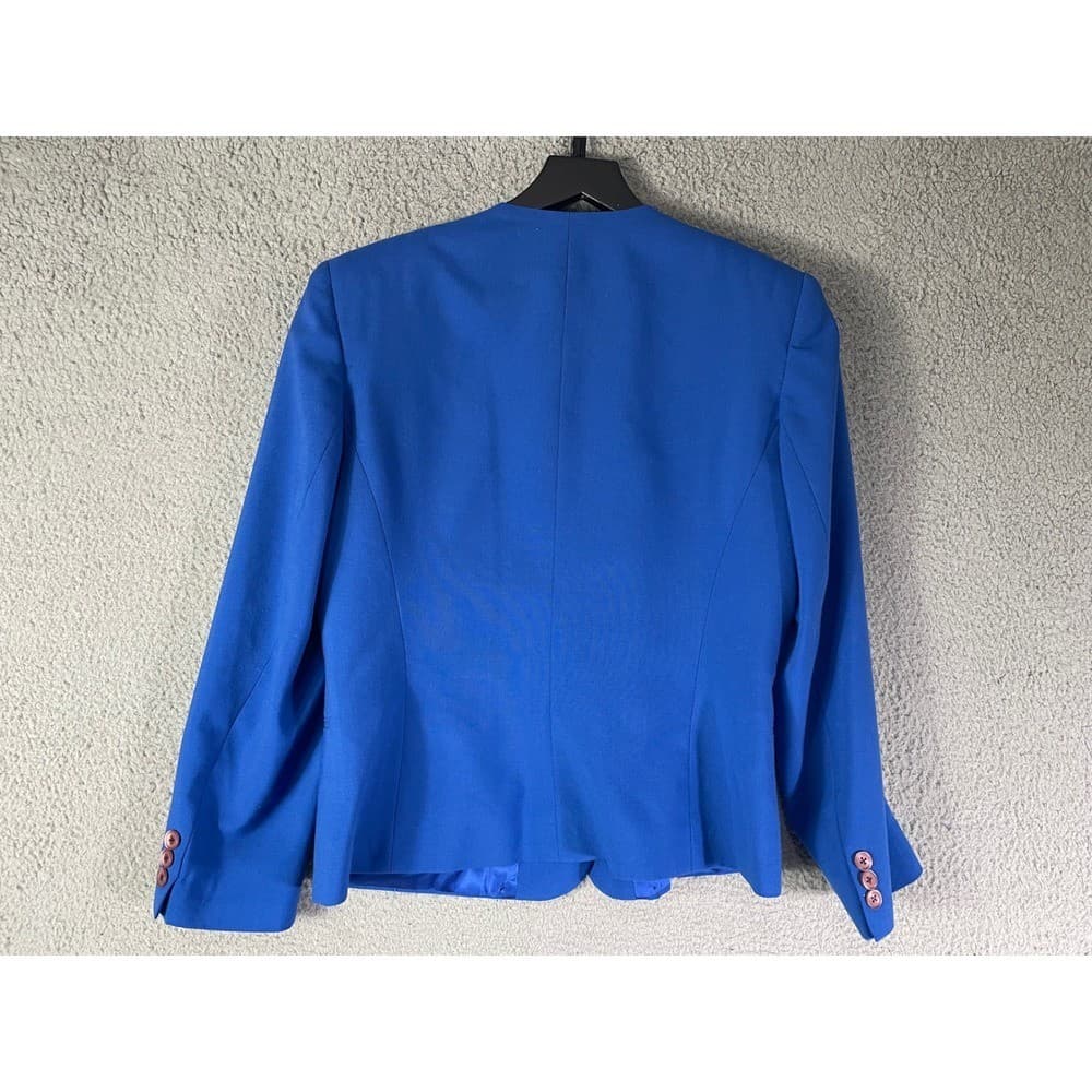 Vintage Blue Blazer Womens Size 10 Baroness Padded Shoulder Career Jacket USA - Thumbnail 5
