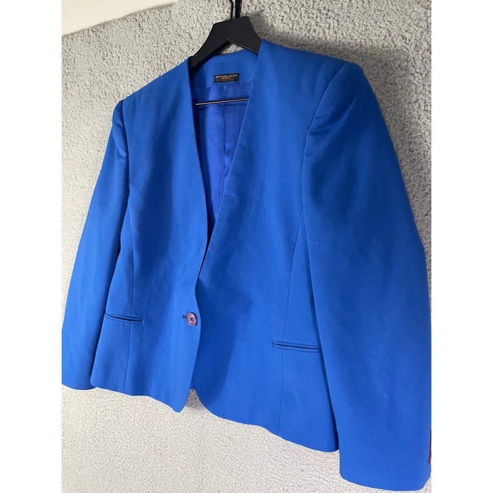 Vintage Blue Blazer Womens Size 10 Baroness Padded Shoulder Career Jacket USA - Thumbnail 7
