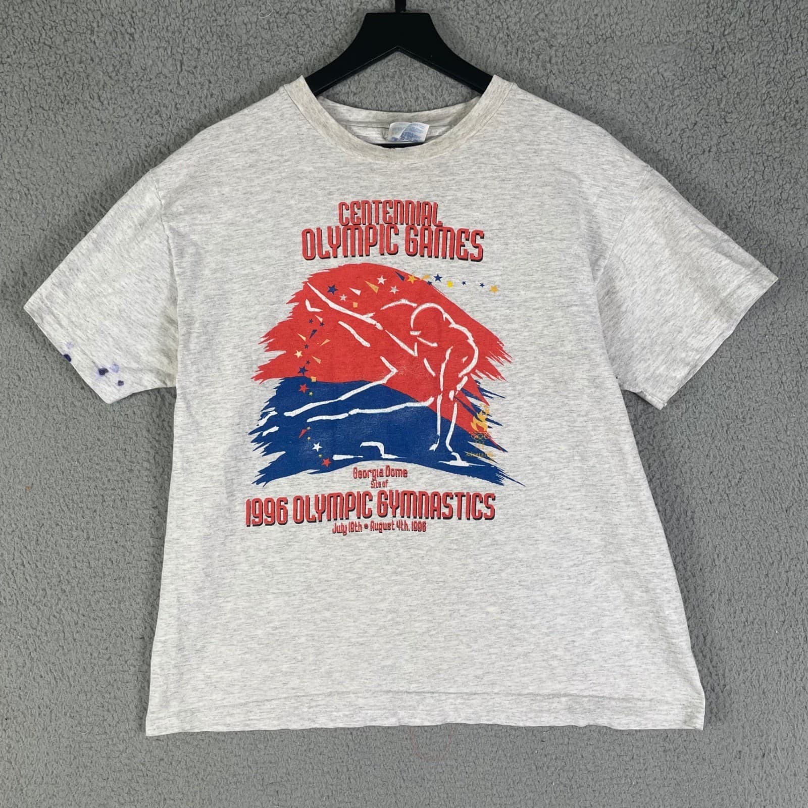 1996 Atlanta Olympics Gymnastics T Shirt Mens L Hanes Heavyweight Centennial - Thumbnail 5