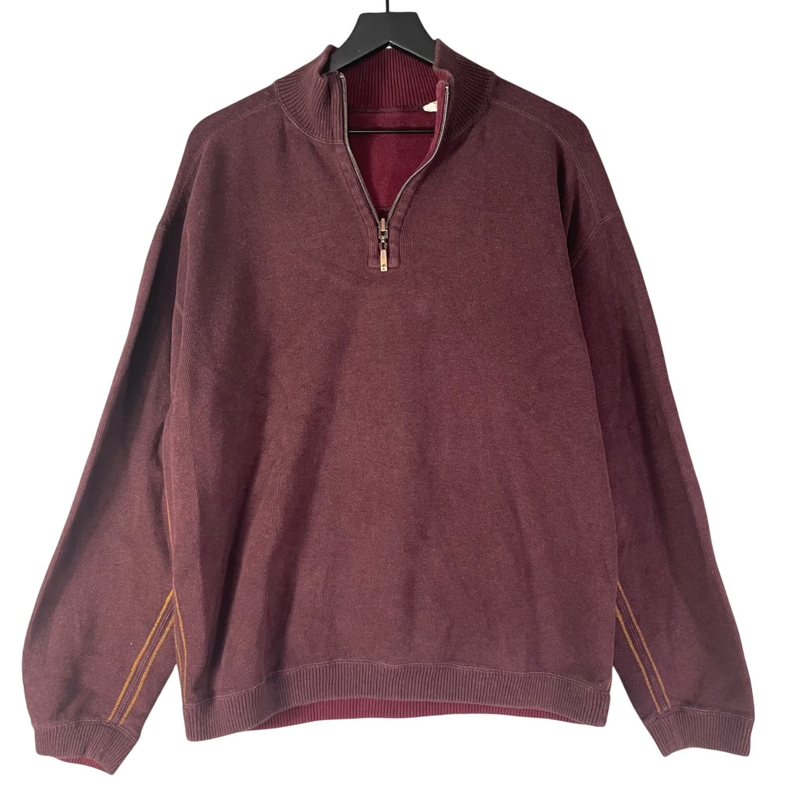 Tommy Bahama Flipshore Sweatshirt Mens Large Reversible Half Zip Burgundy - Thumbnail 3