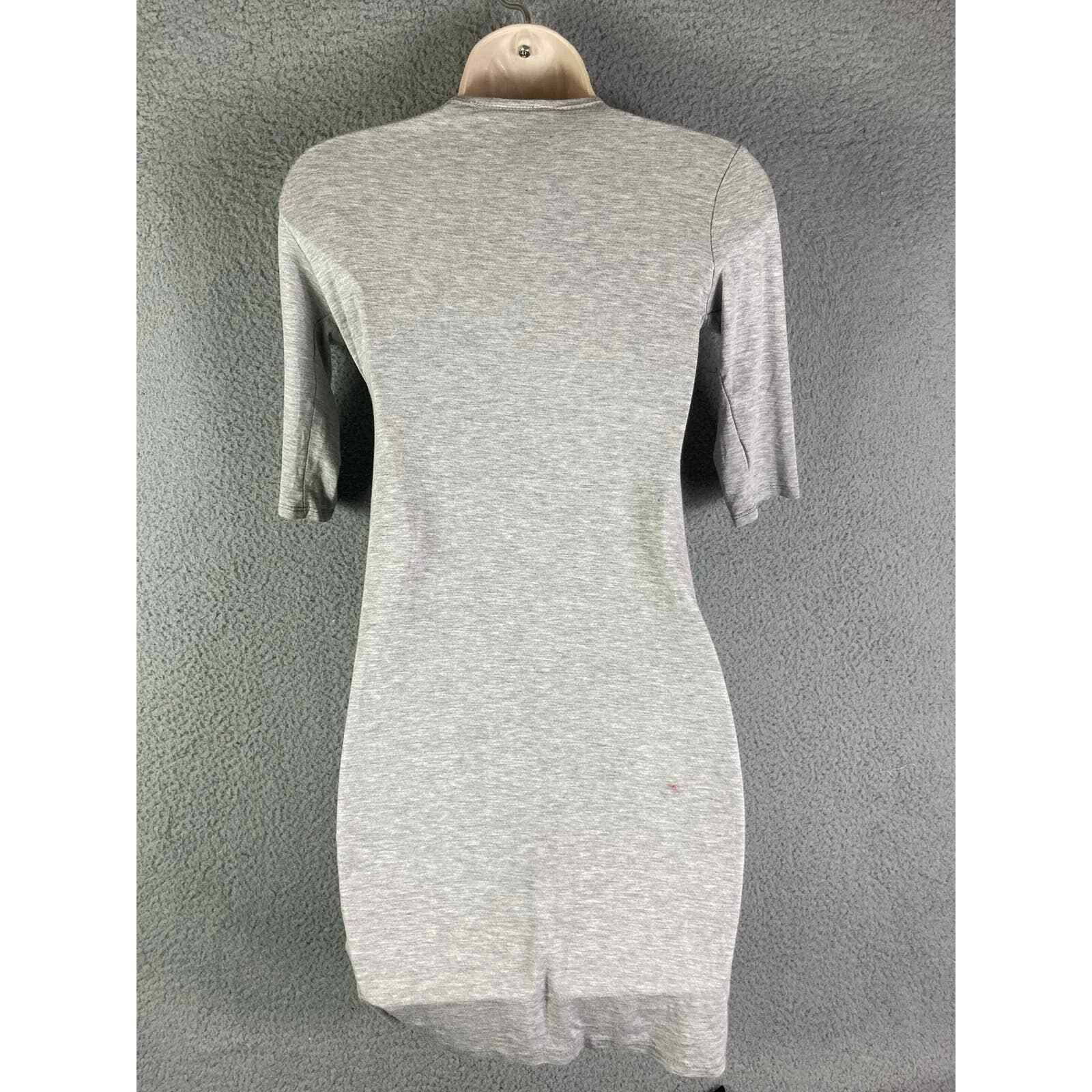 NWT Wrap Dress Womens Medium Gray Midi Rayon Spandex Casual Office Stretch - Thumbnail 4