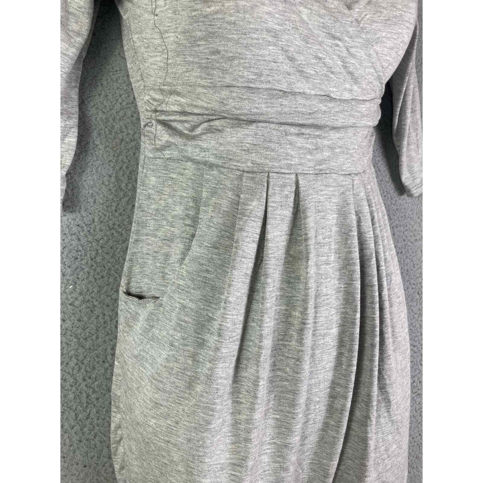 NWT Wrap Dress Womens Medium Gray Midi Rayon Spandex Casual Office Stretch - Thumbnail 8
