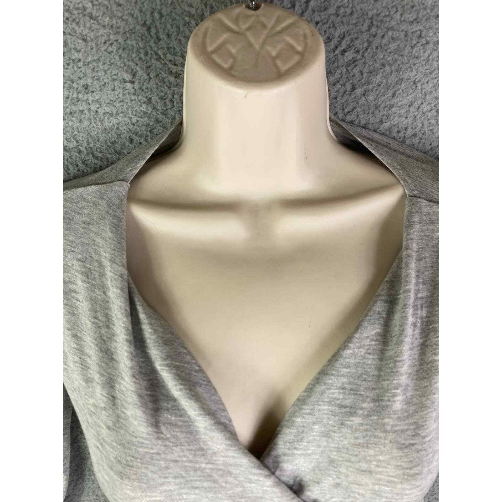 NWT Wrap Dress Womens Medium Gray Midi Rayon Spandex Casual Office Stretch - Thumbnail 7