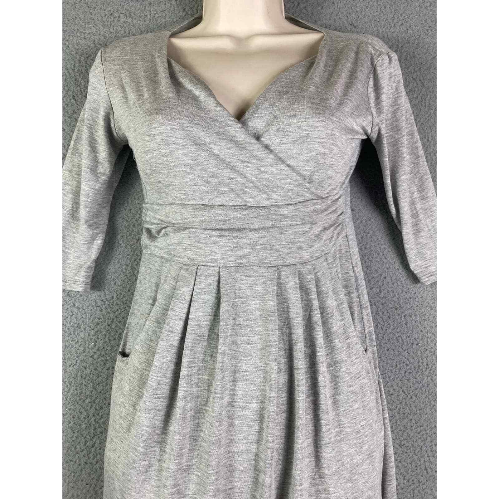 NWT Wrap Dress Womens Medium Gray Midi Rayon Spandex Casual Office Stretch - Thumbnail 5