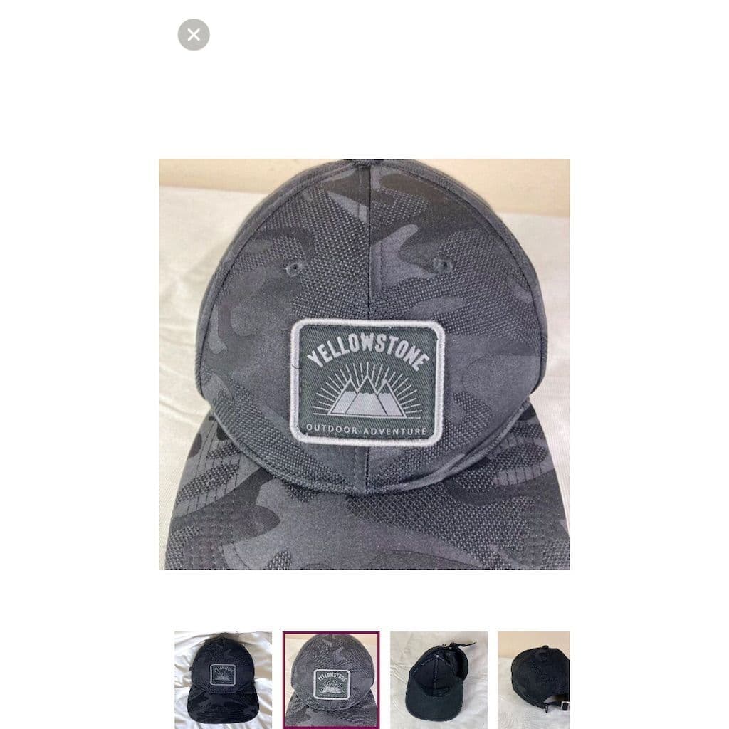 Yellowstone Camo Baseball Cap Mens Black Outdoor Adventure Hat Adjustable - Thumbnail 3