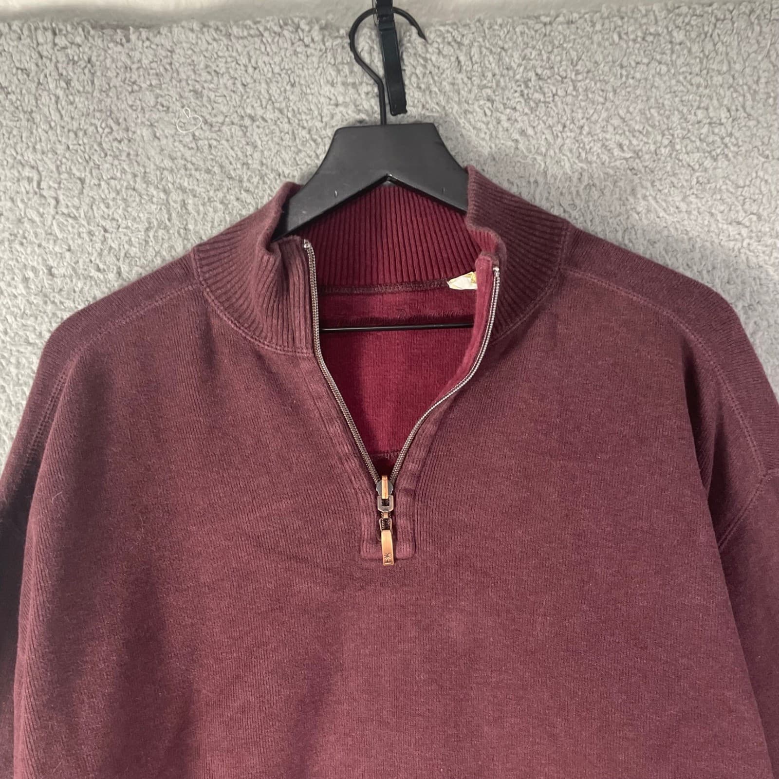 Tommy Bahama Flipshore Sweatshirt Mens Large Reversible Half Zip Burgundy - Thumbnail 6