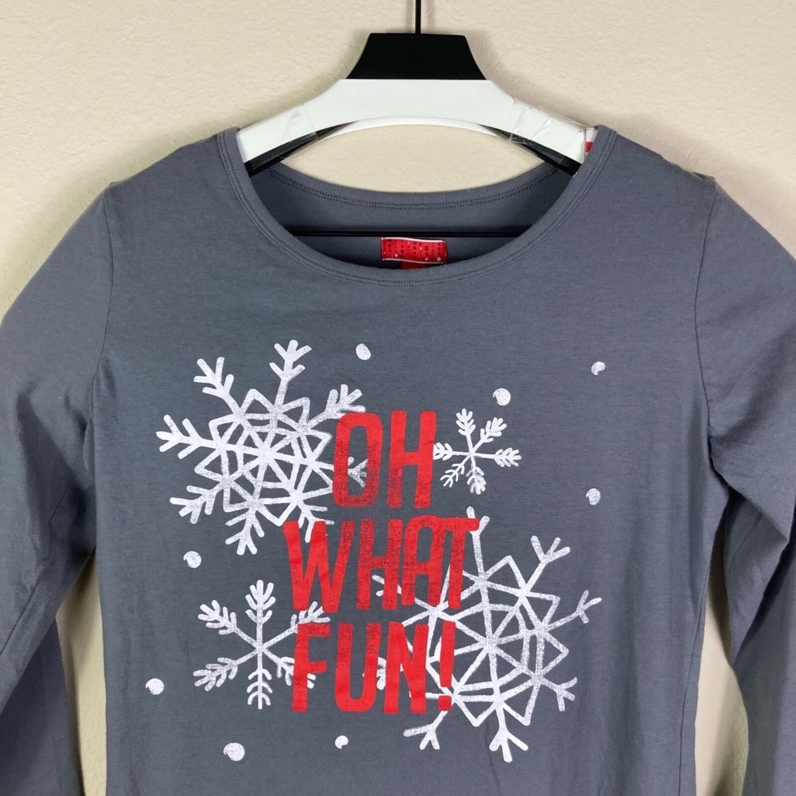 Wondershop Christmas Pajama Top Womens Large Oh What Fun Gray Long Sleeve - Thumbnail 8