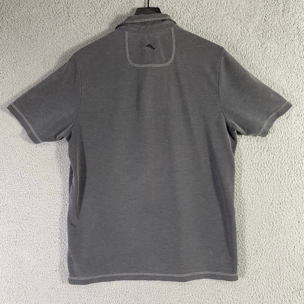 Tommy Bahama Polo Shirt Mens Medium Gray Short Sleeve Soft Knit Golf Casual - Thumbnail 8