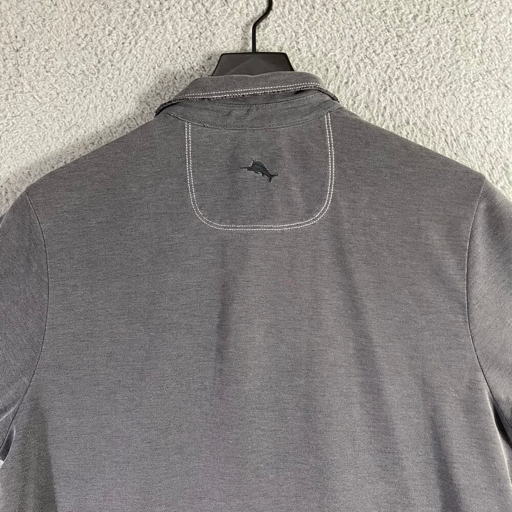 Tommy Bahama Polo Shirt Mens Medium Gray Short Sleeve Soft Knit Golf Casual - Thumbnail 9