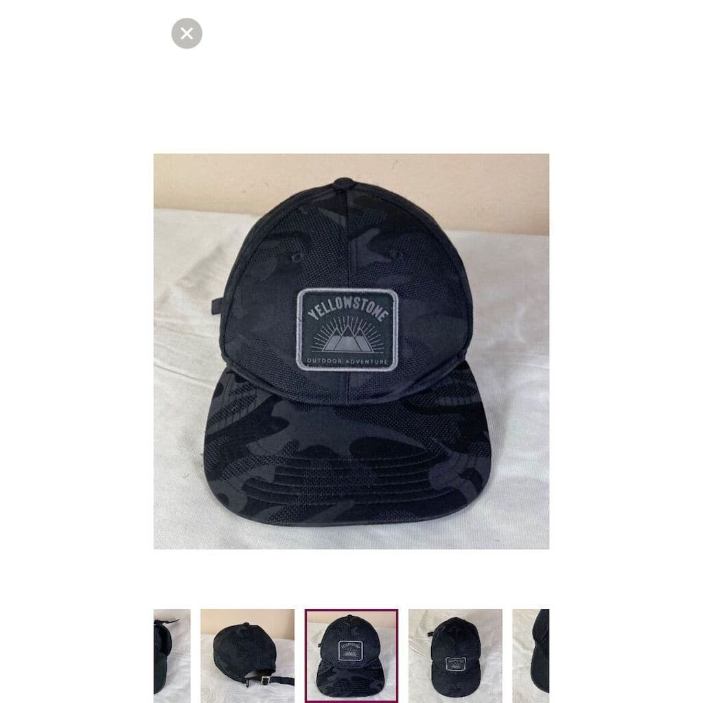 Yellowstone Camo Baseball Cap Mens Black Outdoor Adventure Hat Adjustable - Thumbnail 6