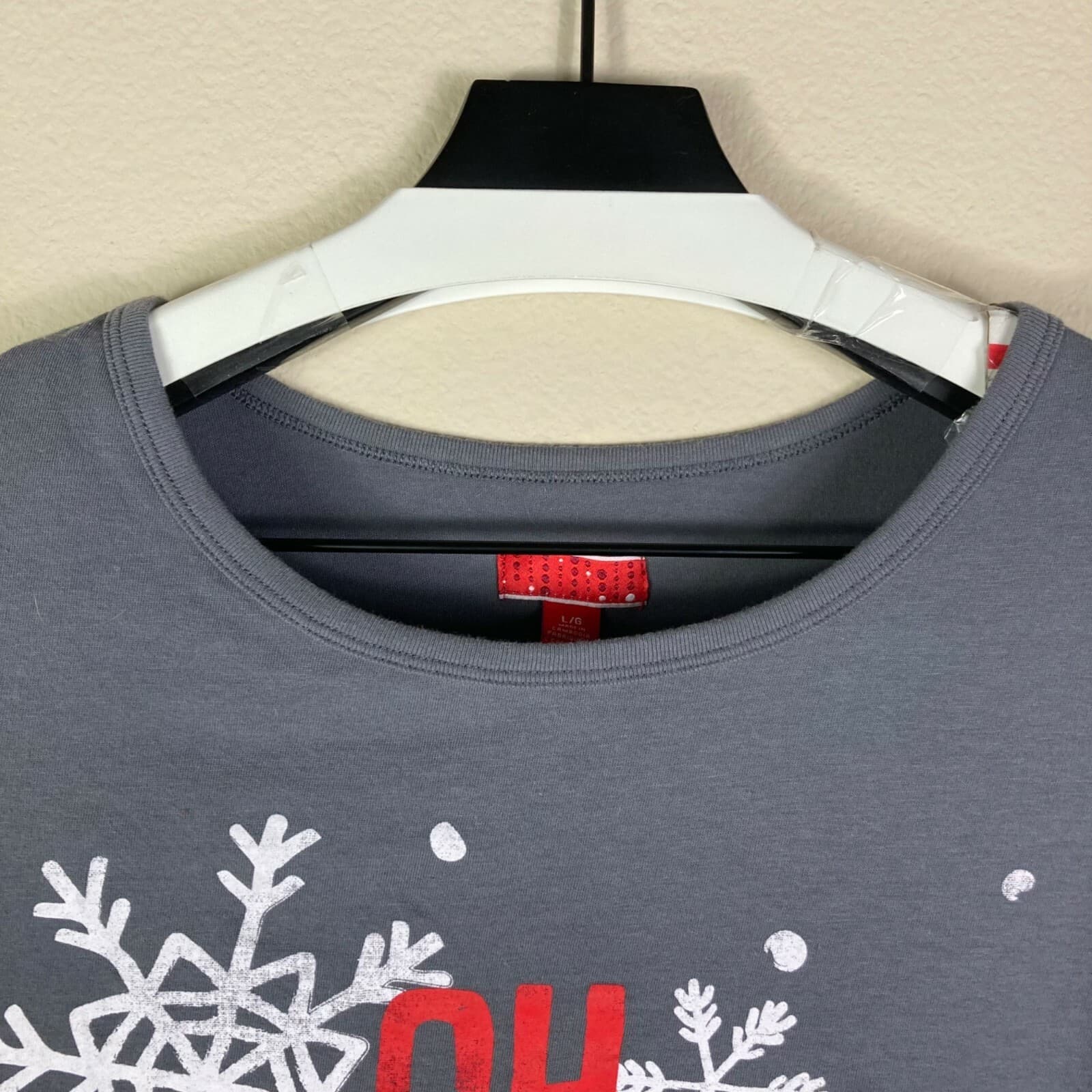 Wondershop Christmas Pajama Top Womens Large Oh What Fun Gray Long Sleeve - Thumbnail 7