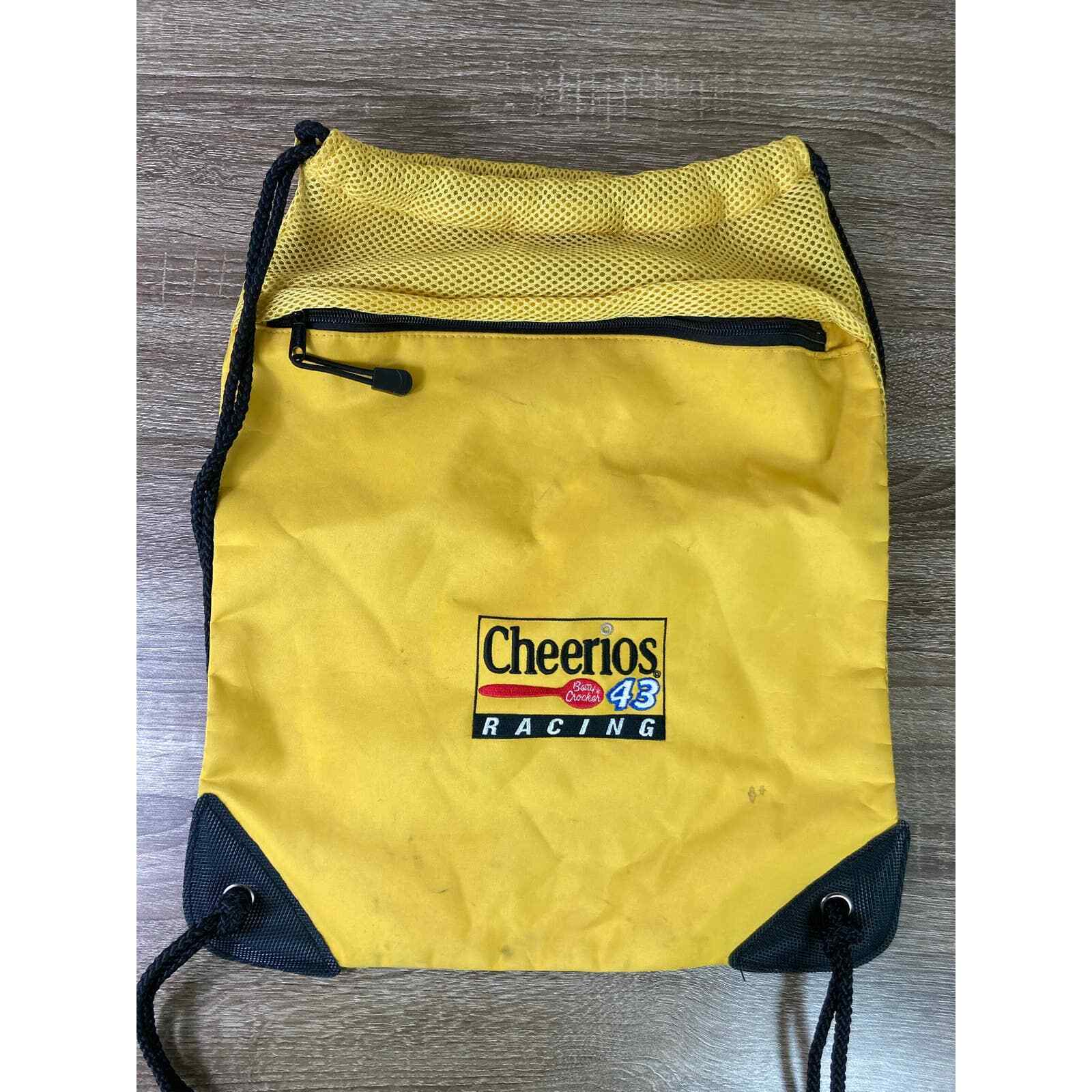 Vintage Cheerios Racing Drawstring Bag Richard Petty 43 NASCAR Promo Yellow