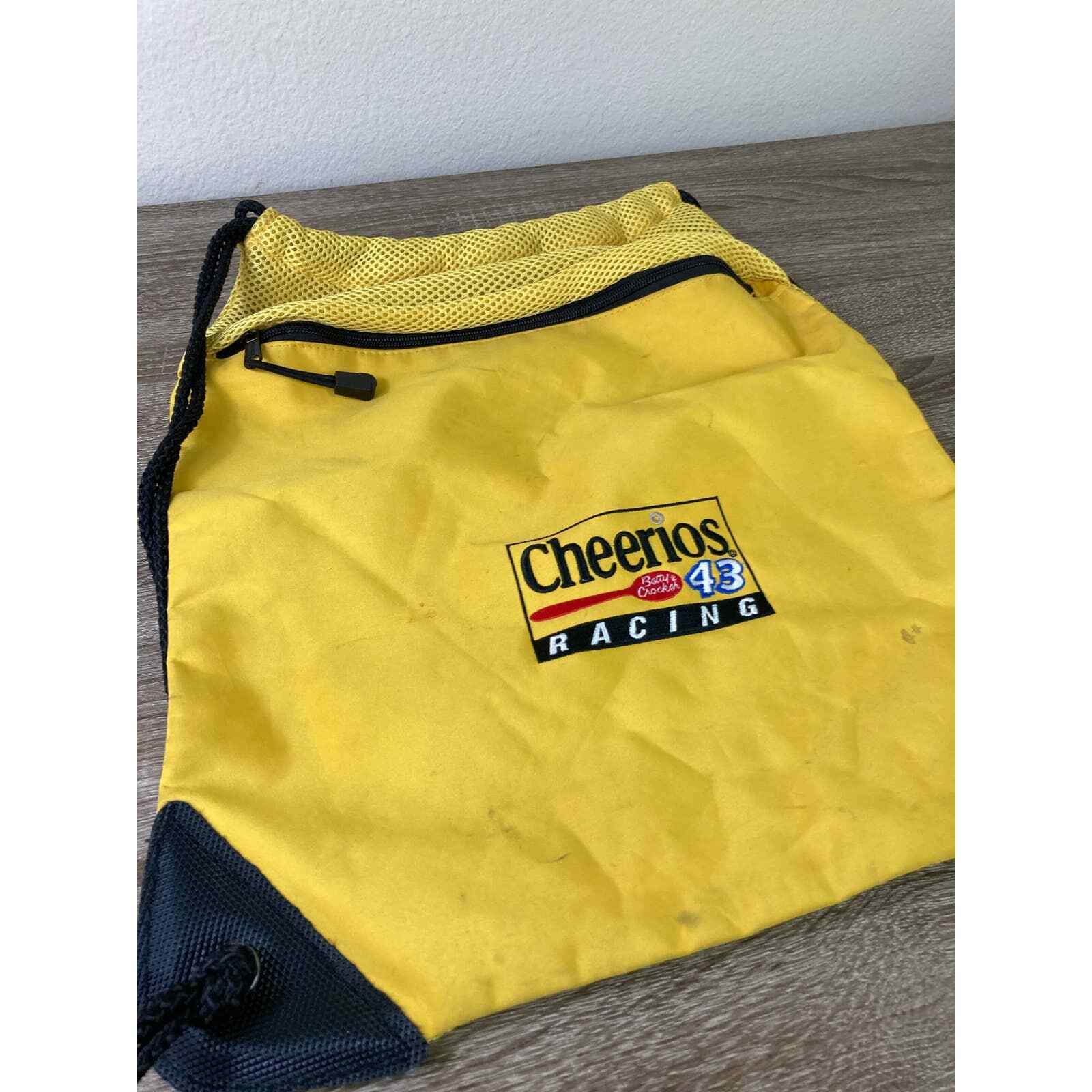 Vintage Cheerios Racing Drawstring Bag Richard Petty 43 NASCAR Promo Yellow - Thumbnail 5