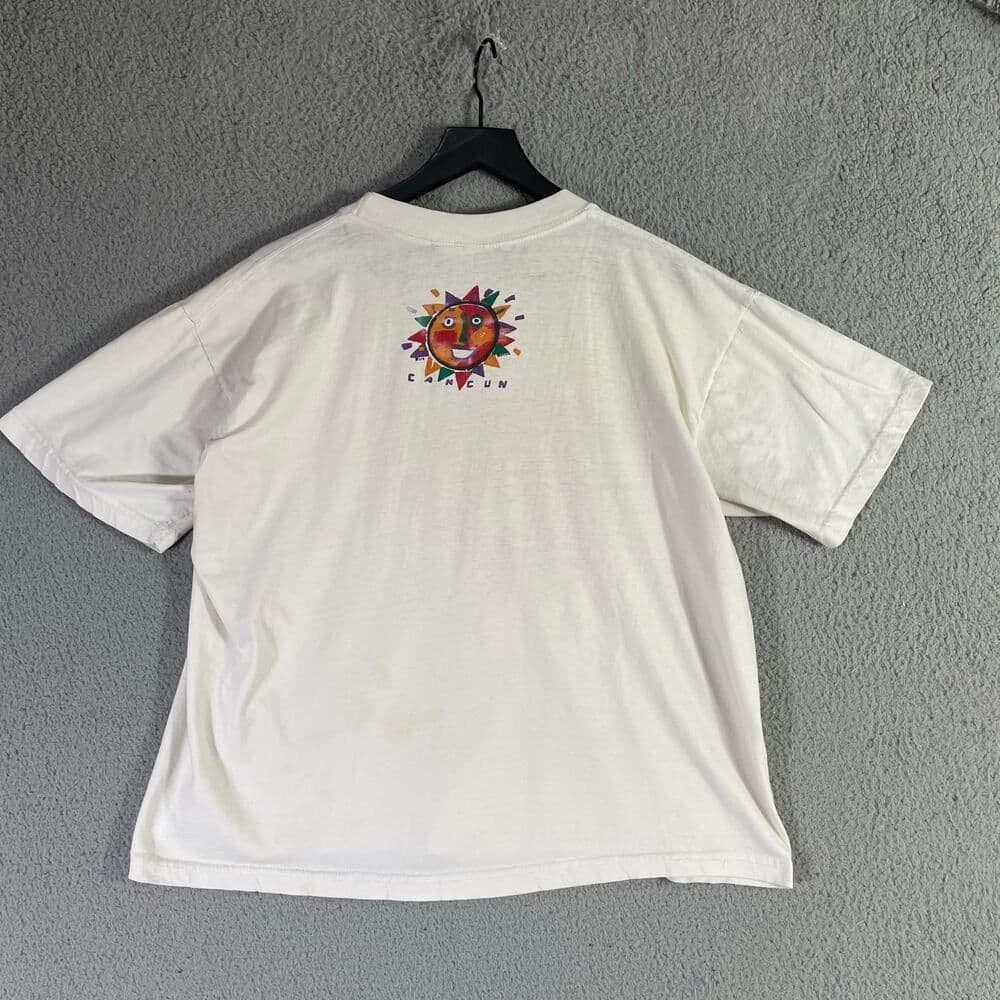 Vintage Cancun Mexico T Shirt Mens XL Sun Face Graphic Tee Miro Toucan 90s - Thumbnail 4