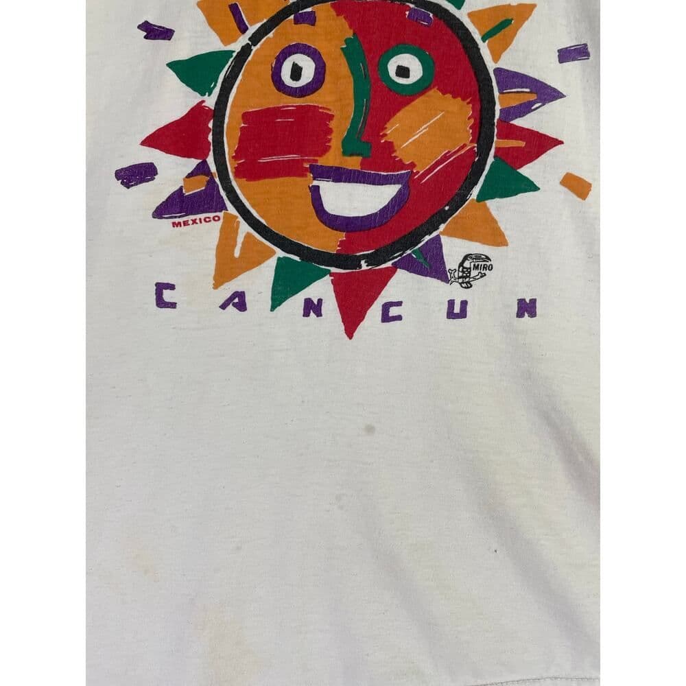 Vintage Cancun Mexico T Shirt Mens XL Sun Face Graphic Tee Miro Toucan 90s - Thumbnail 6