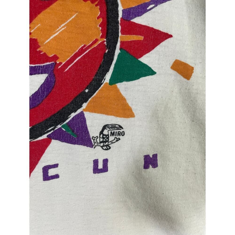 Vintage Cancun Mexico T Shirt Mens XL Sun Face Graphic Tee Miro Toucan 90s - Thumbnail 9