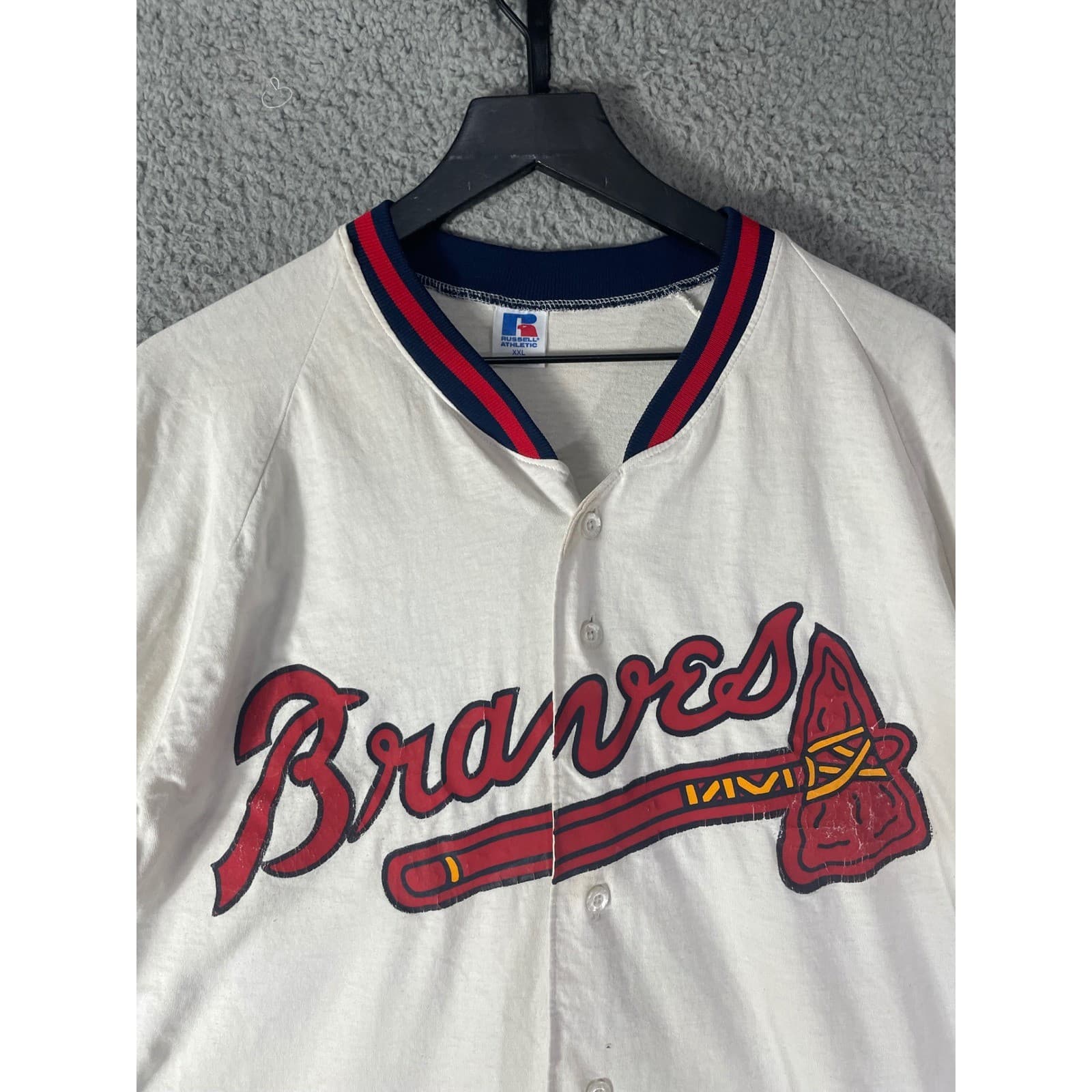Vintage 90s Atlanta Braves Jersey Mens L Russell Athletic MLB Button Front USA - Thumbnail 9