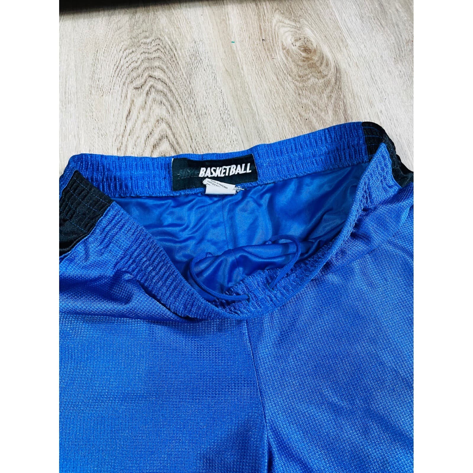 Nike Basketball Shorts Mens Medium Blue Black Mesh Swoosh Y2K Vintage - Thumbnail 4