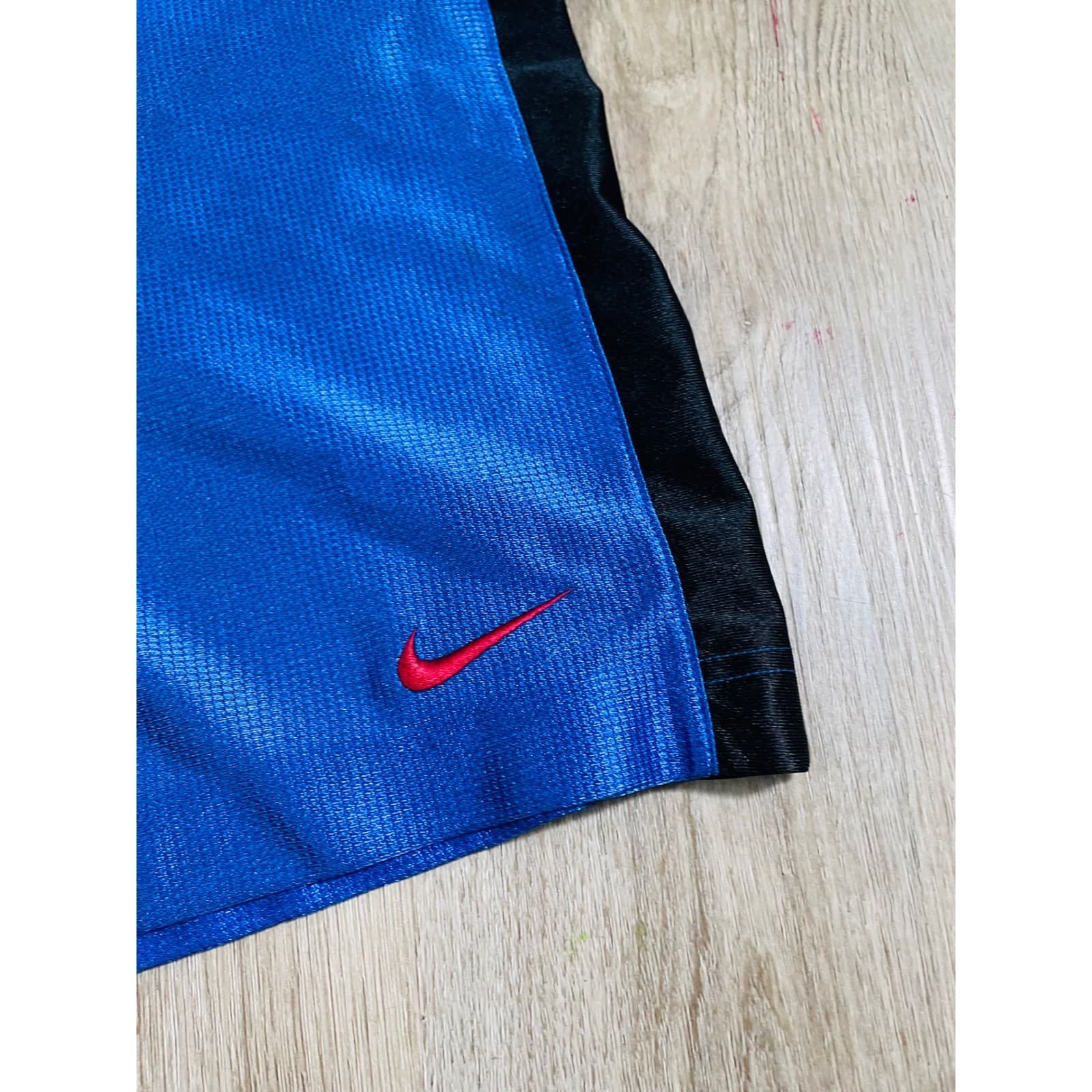 Nike Basketball Shorts Mens Medium Blue Black Mesh Swoosh Y2K Vintage - Thumbnail 7