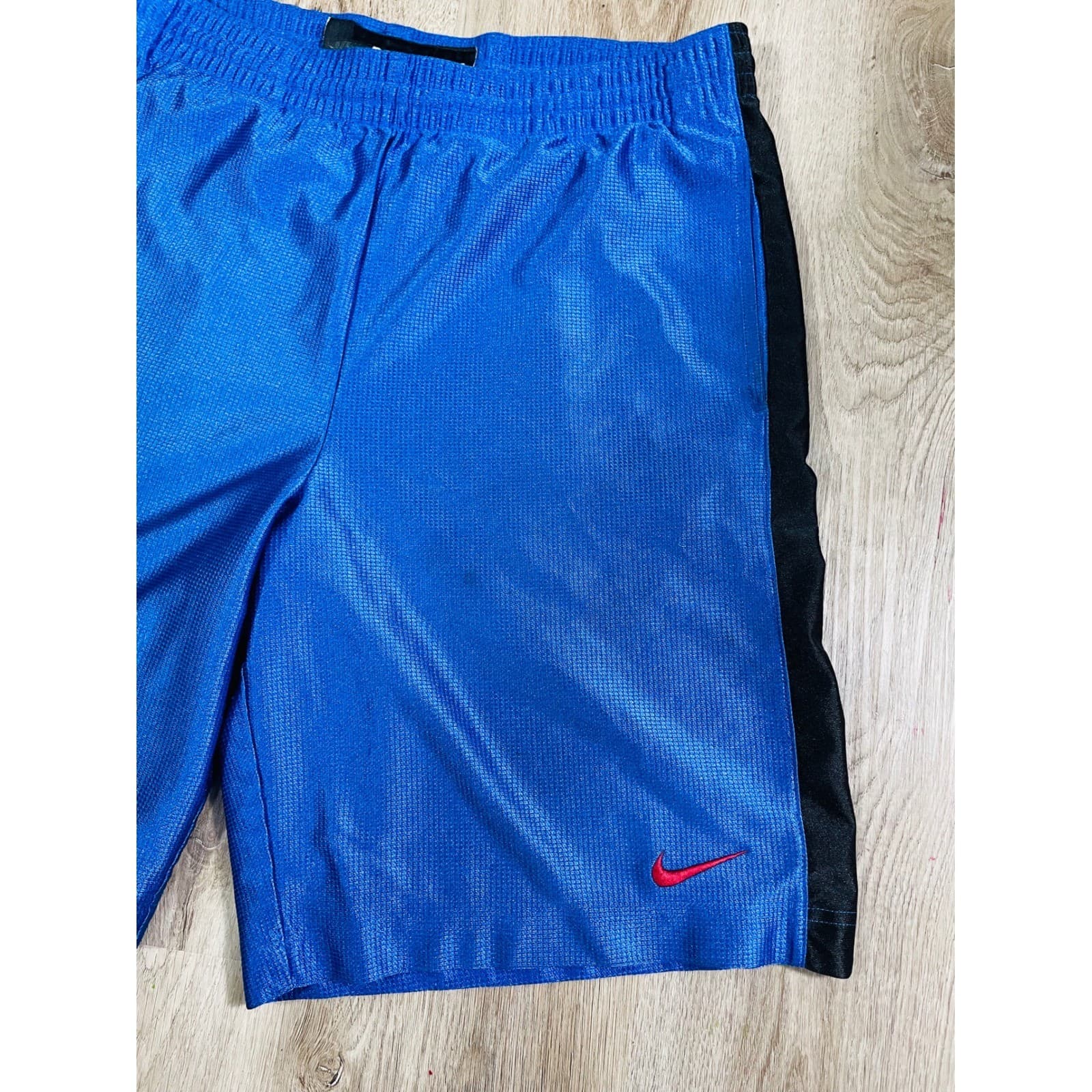 Nike Basketball Shorts Mens Medium Blue Black Mesh Swoosh Y2K Vintage - Thumbnail 8