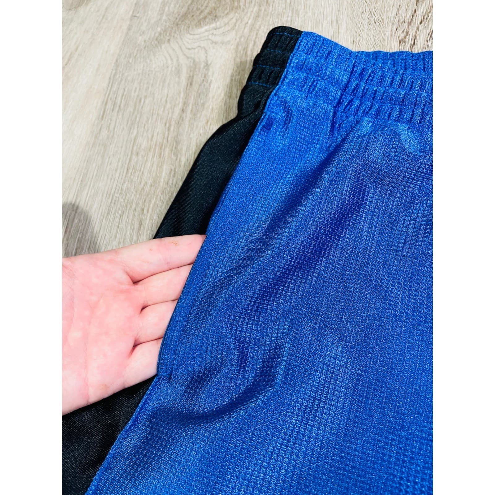 Nike Basketball Shorts Mens Medium Blue Black Mesh Swoosh Y2K Vintage - Thumbnail 10