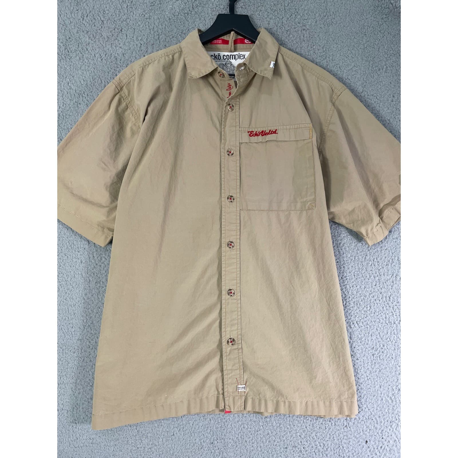 Vintage Ecko Unltd Shirt Mens XL Button Up Ecko Heads Patch Y2K Hip Hop - Thumbnail 8