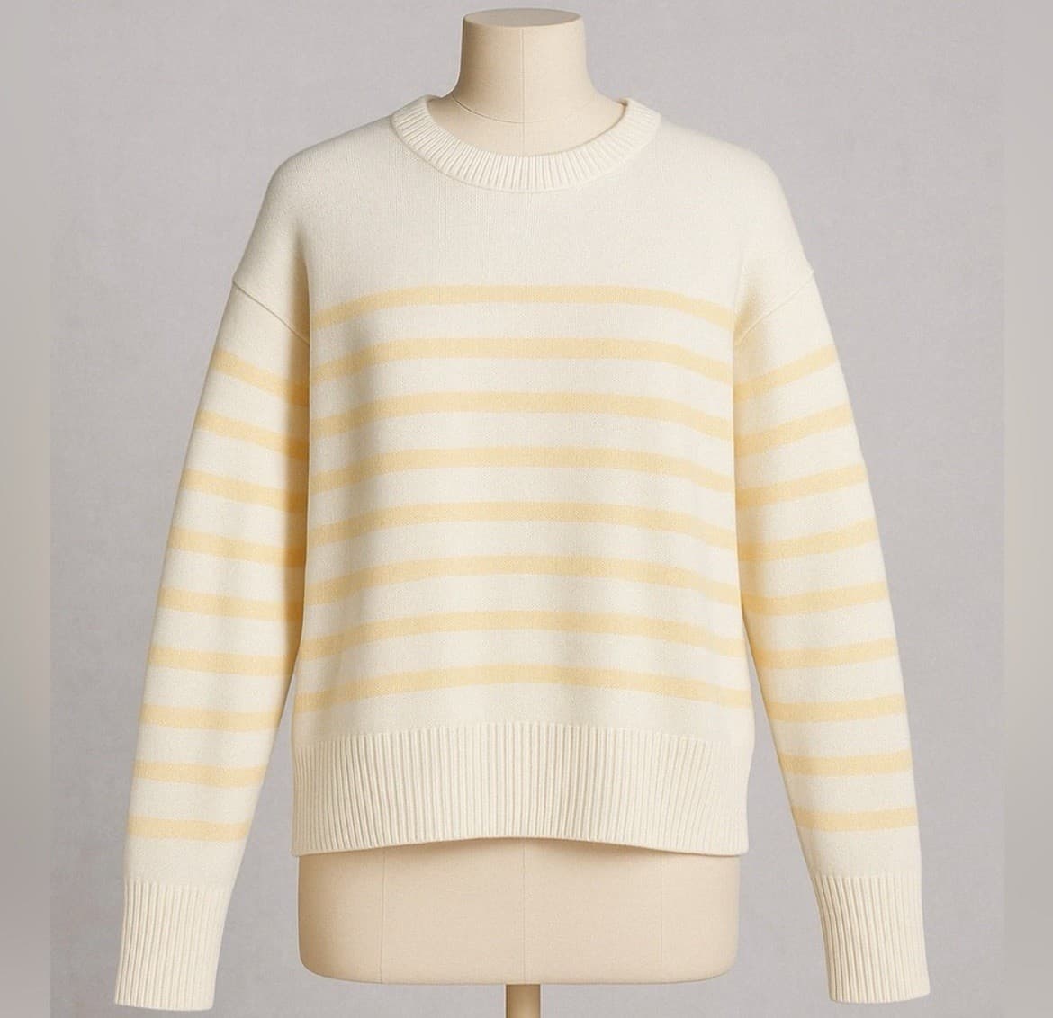 Philosophy Sweater Womens Large Yellow Striped Cropped Pullover Long Sleeve
