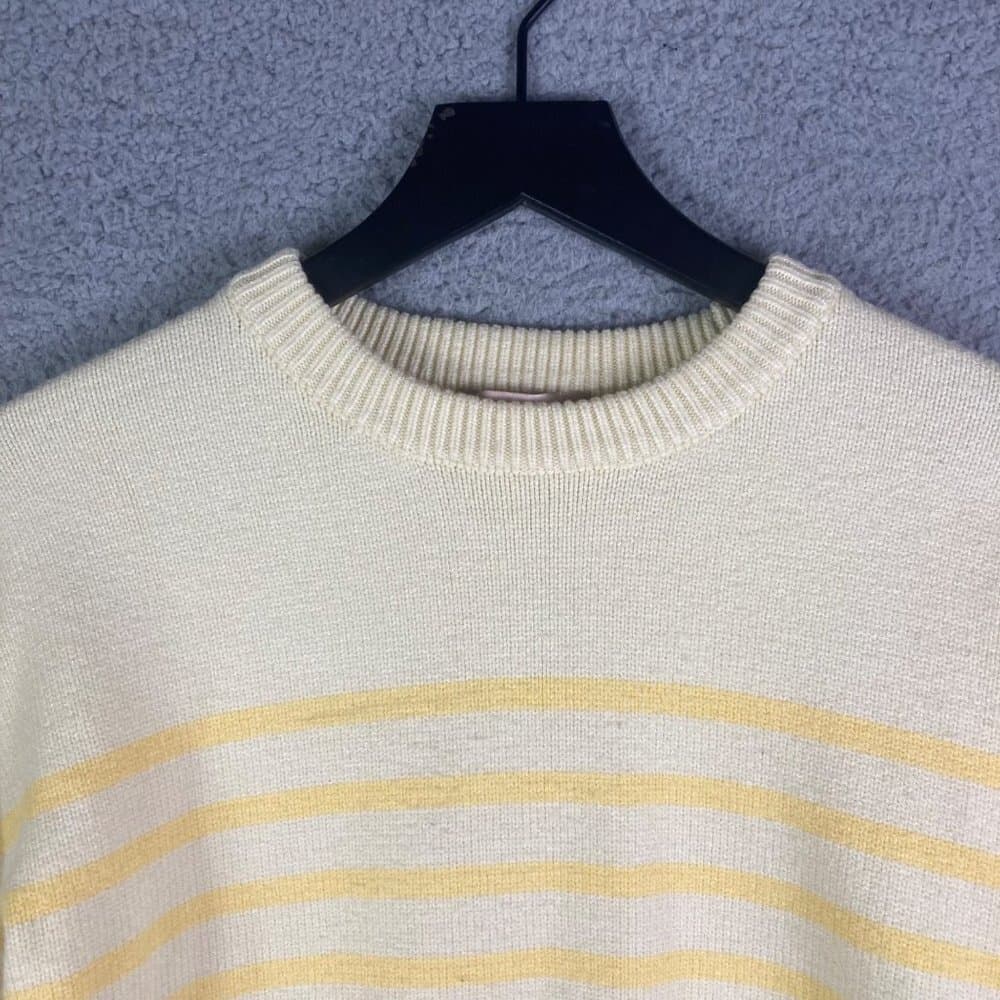 Philosophy Sweater Womens Large Yellow Striped Cropped Pullover Long Sleeve - Thumbnail 6