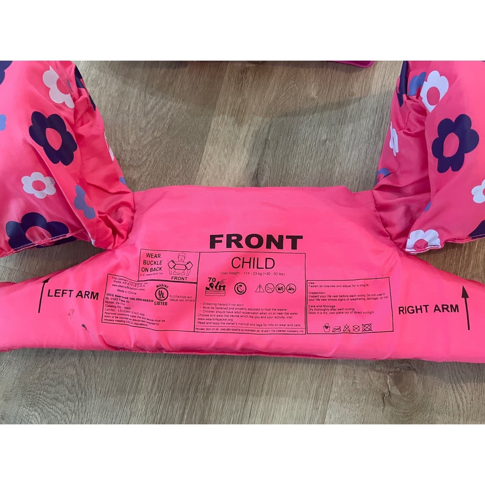 SwimSchool Kids Swim Trainer Vest Pink Arm Floaties 4-6 33-55 lb Pool - Thumbnail 4