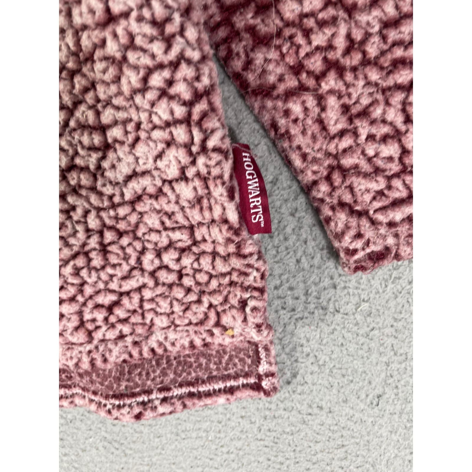 Harry Potter Sherpa Fleece Womens M Hogwarts Quarter Zip Pullover Pink Burgundy - Thumbnail 6