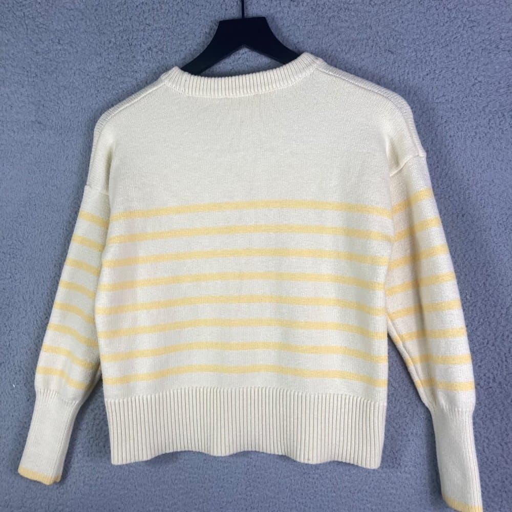 Philosophy Sweater Womens Large Yellow Striped Cropped Pullover Long Sleeve - Thumbnail 12