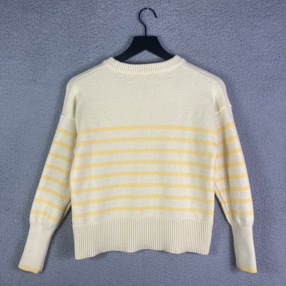 Philosophy Sweater Womens Large Yellow Striped Cropped Pullover Long Sleeve - Thumbnail 5