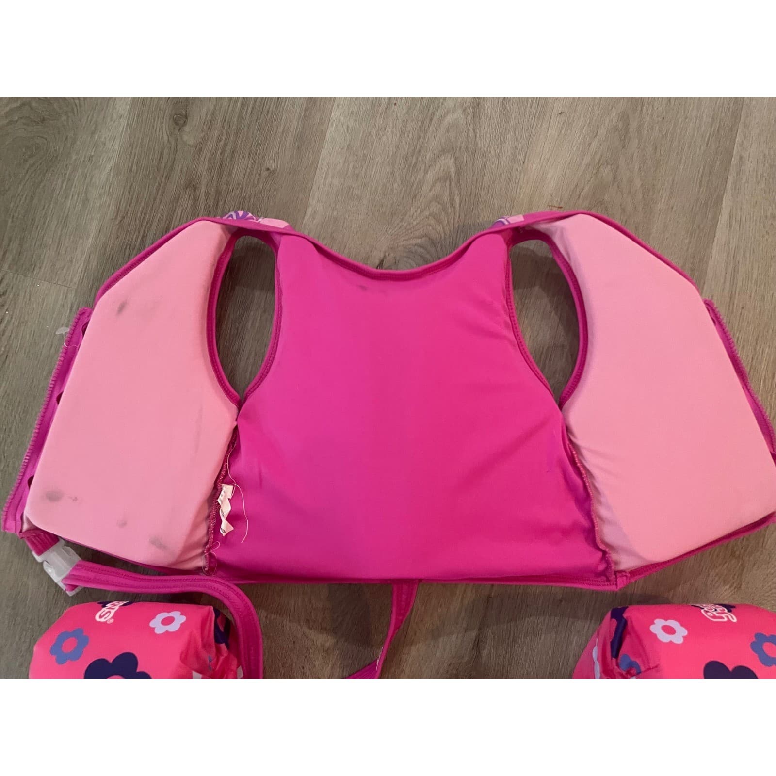 SwimSchool Kids Swim Trainer Vest Pink Arm Floaties 4-6 33-55 lb Pool - Thumbnail 9