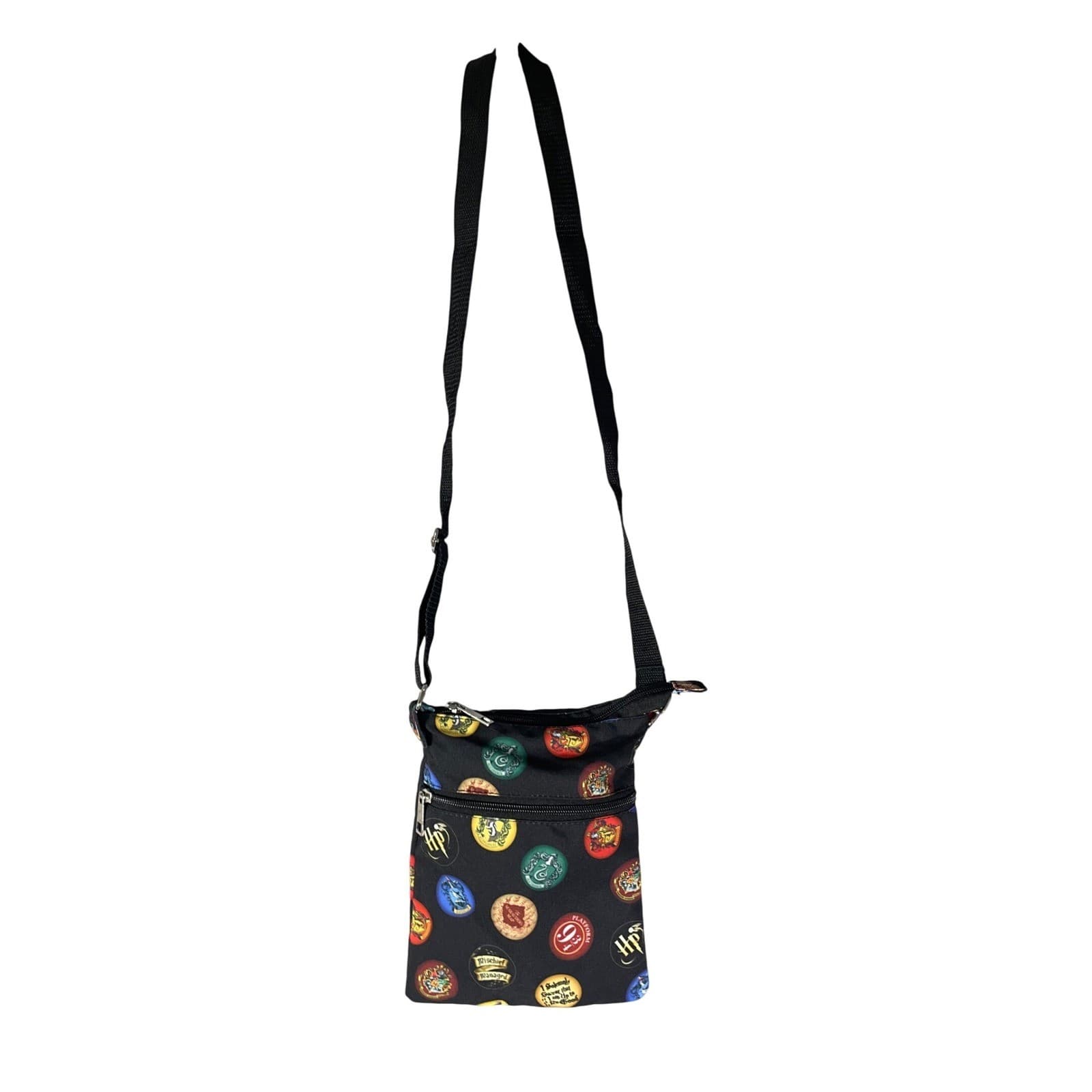 Harry Potter Crossbody Bag Hogwarts Crest Black Shoulder Purse Small Travel - Thumbnail 2