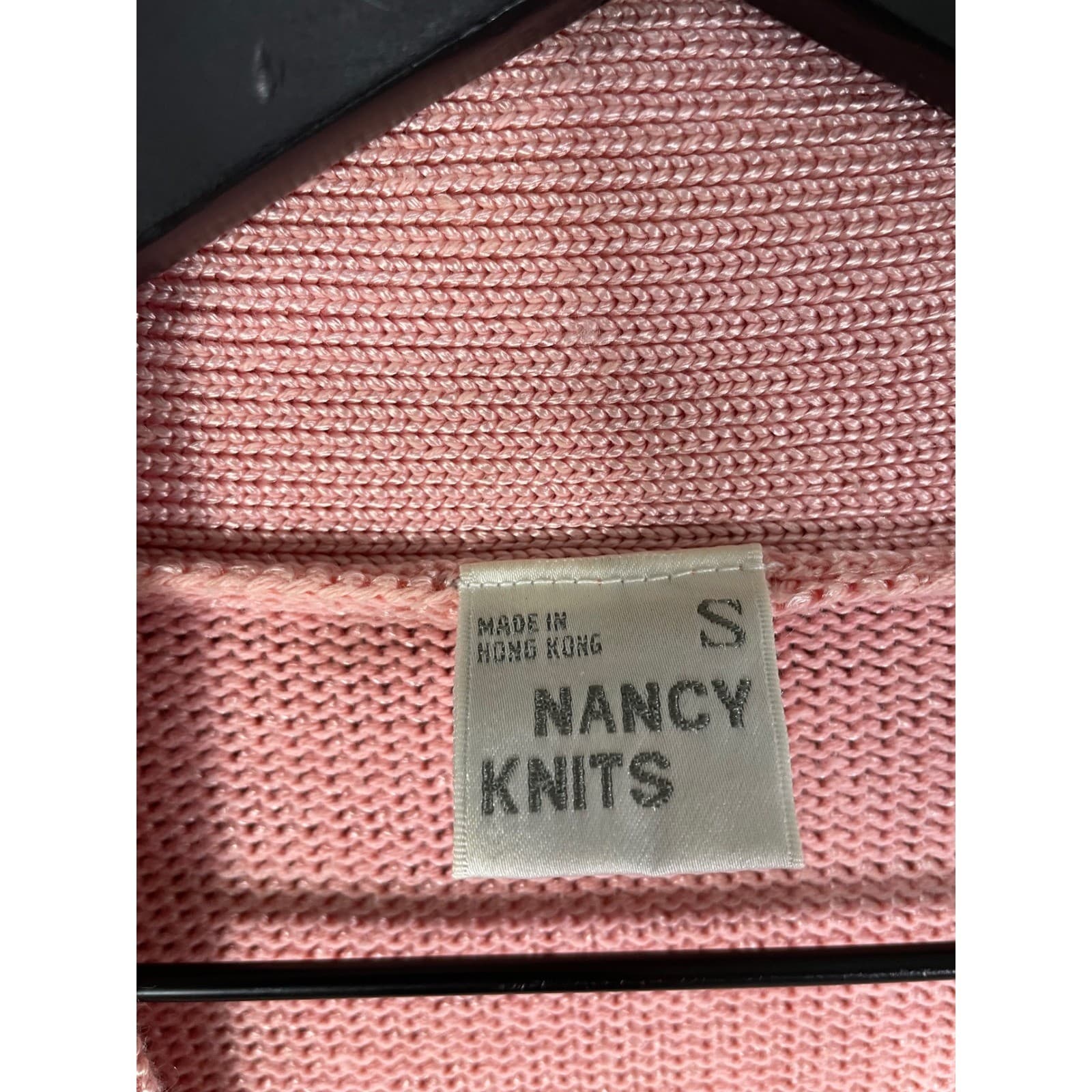 Vintage 80s Pink Cardigan Sweater Womens Small Pastel V Neck Knit Retro - Thumbnail 7
