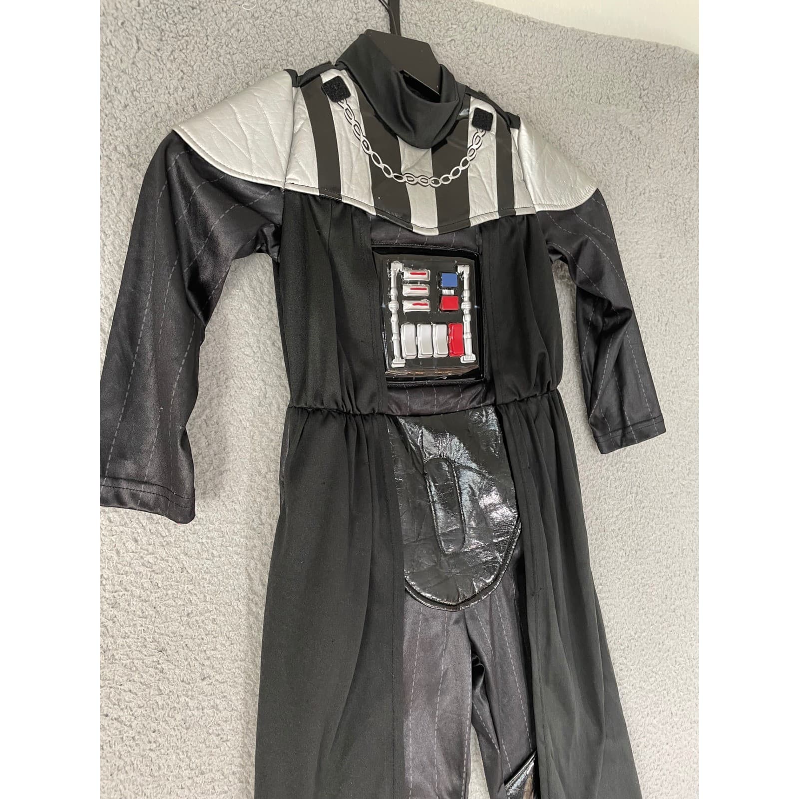 Star Wars Darth Vader Costume Kids Size 4 Disney Parks Jumpsuit Black Silver - Thumbnail 9