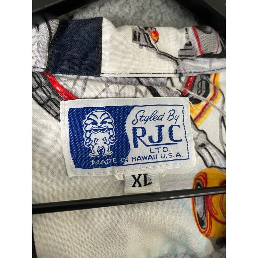 RJC Hawaiian Shirt Mens XL Motorcycle Hibiscus Aloha Made In USA Vintage - Thumbnail 4
