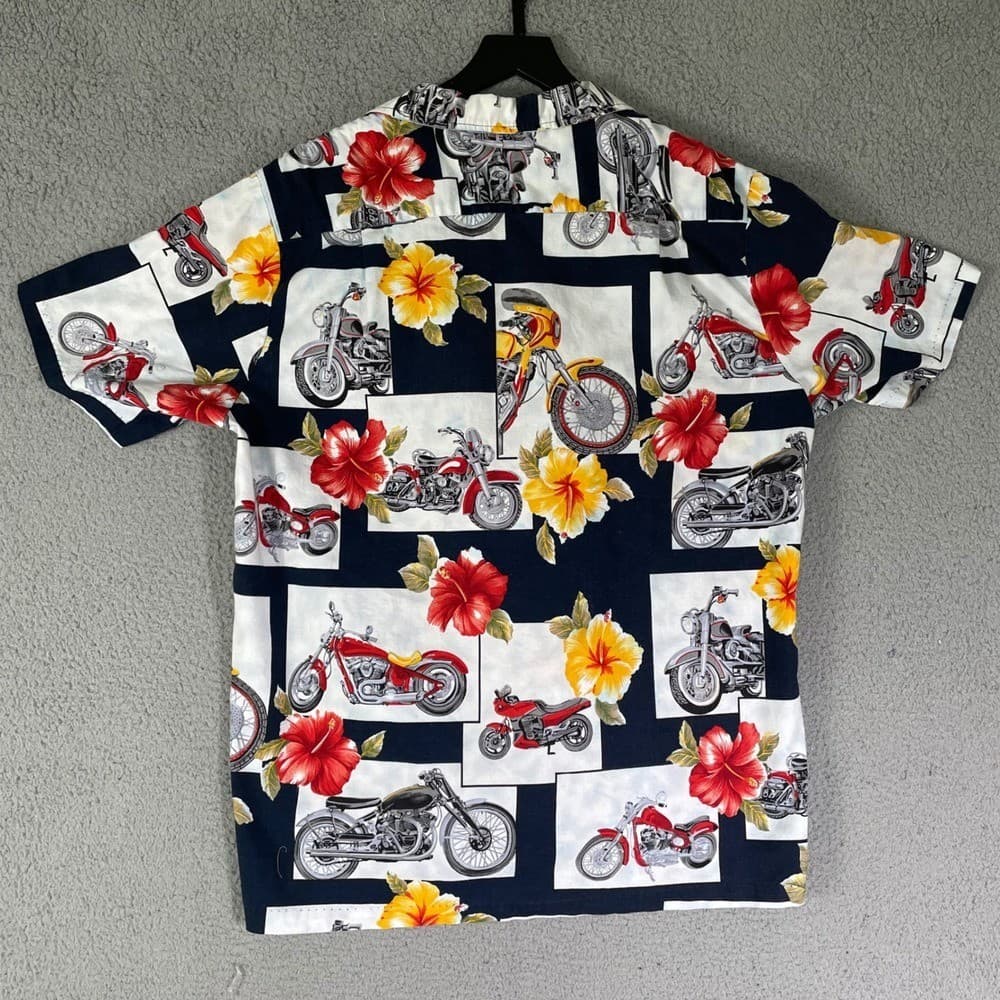 RJC Hawaiian Shirt Mens XL Motorcycle Hibiscus Aloha Made In USA Vintage - Thumbnail 7