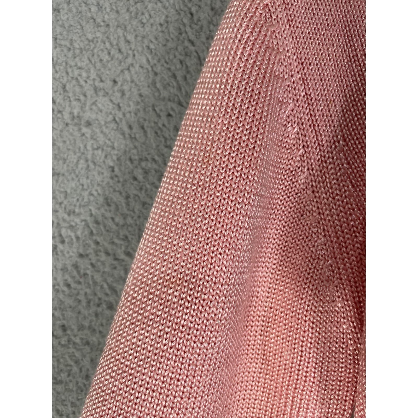 Vintage 80s Pink Cardigan Sweater Womens Small Pastel V Neck Knit Retro - Thumbnail 6