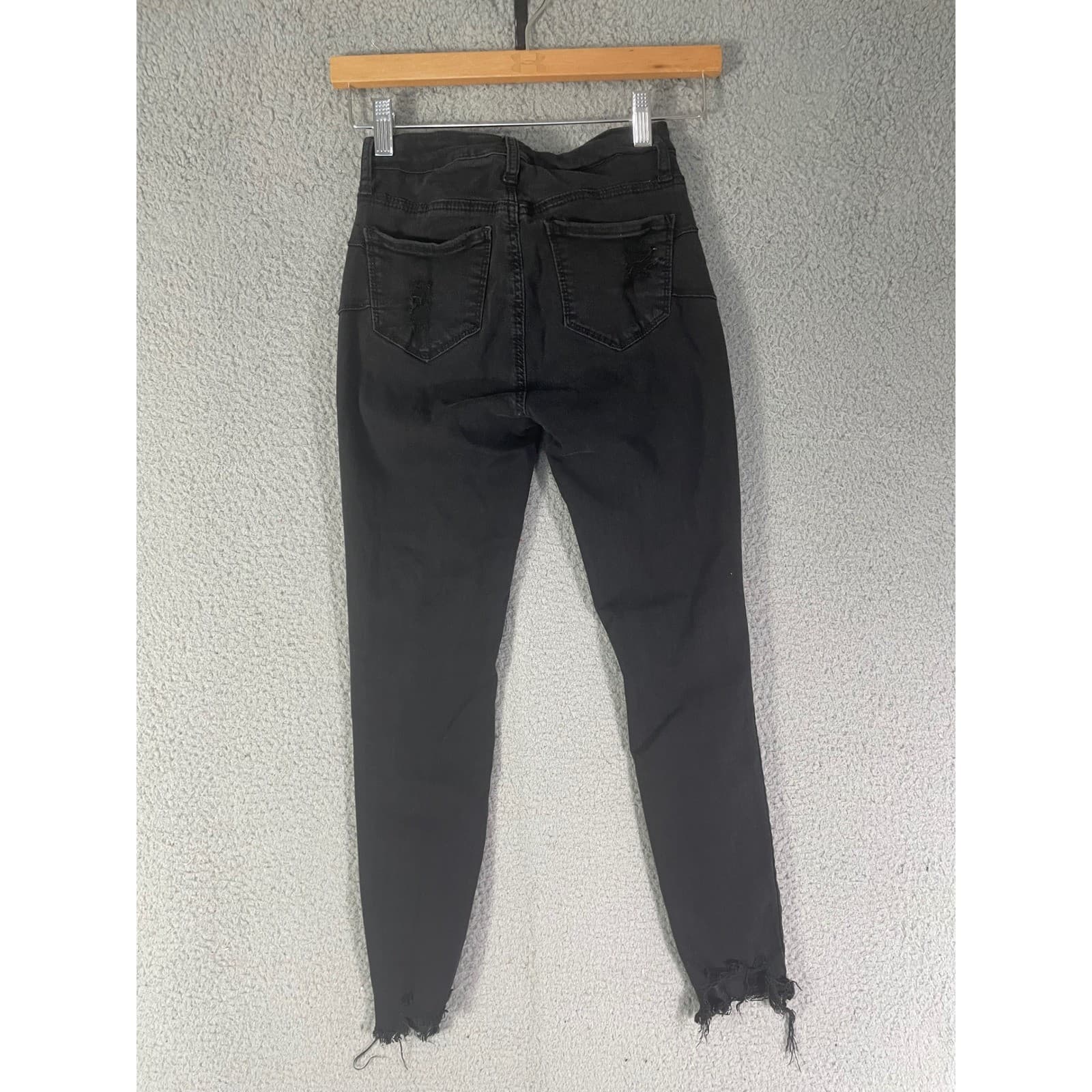 SONG Jeans Womens 1 Curvy High Rise Skinny Black Distressed Raw Hem Ankle - Thumbnail 6