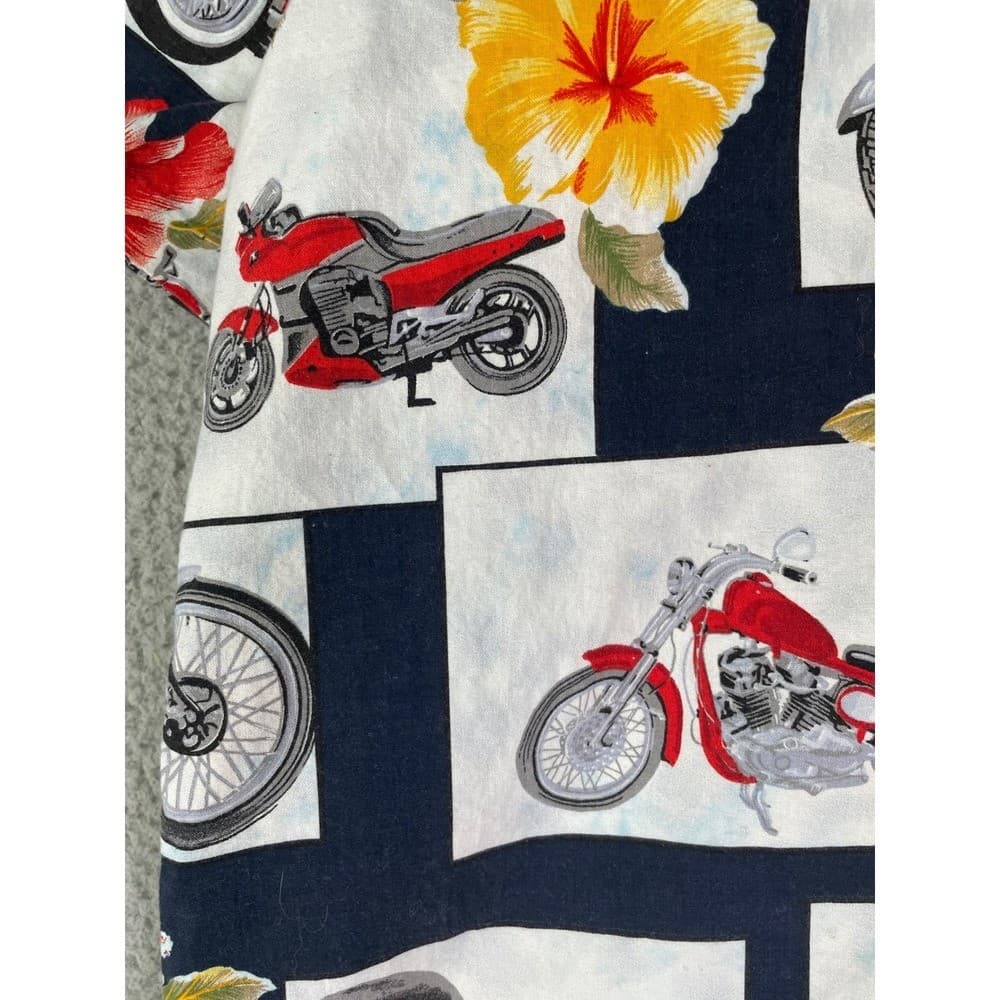 RJC Hawaiian Shirt Mens XL Motorcycle Hibiscus Aloha Made In USA Vintage - Thumbnail 8