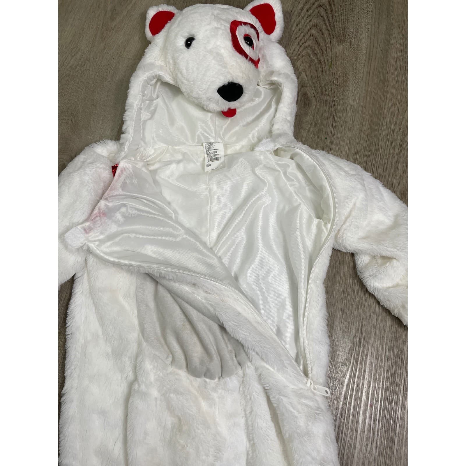 Target Bullseye Dog Costume Toddler 2T 3T Halloween White Faux Fur Hooded - Thumbnail 8