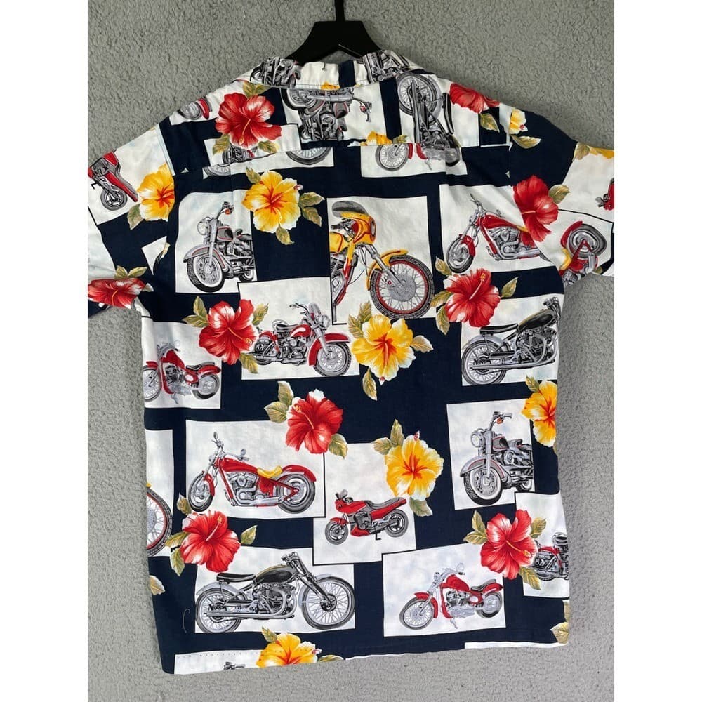 RJC Hawaiian Shirt Mens XL Motorcycle Hibiscus Aloha Made In USA Vintage - Thumbnail 13