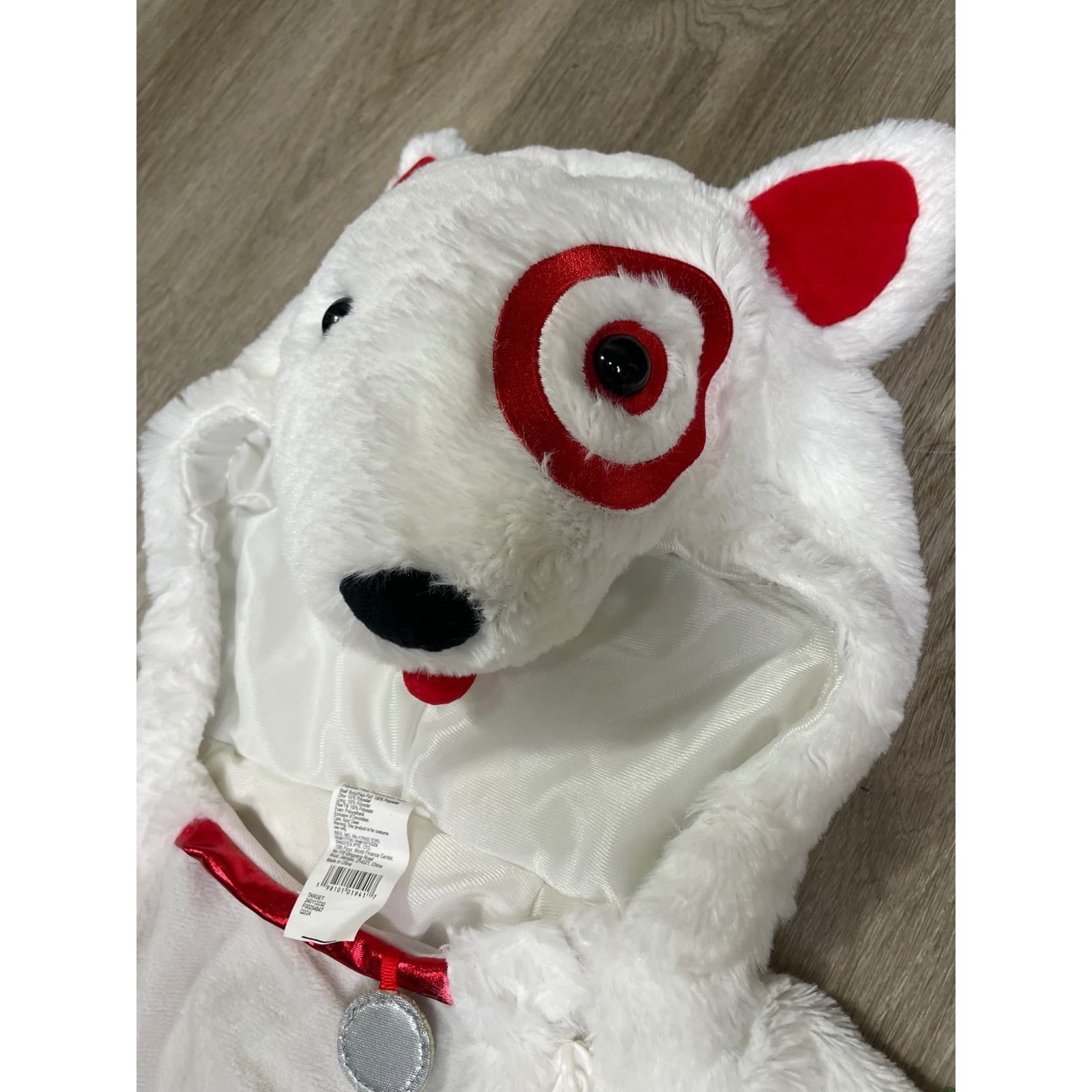 Target Bullseye Dog Costume Toddler 2T 3T Halloween White Faux Fur Hooded - Thumbnail 6