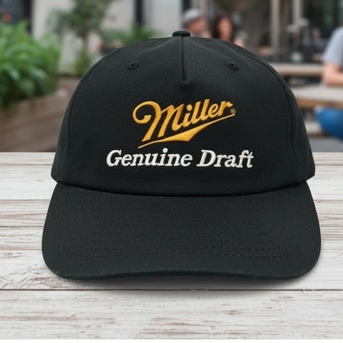 Vintage Miller Genuine Draft Hat Snapback Black Beer Logo Cap USA 90s