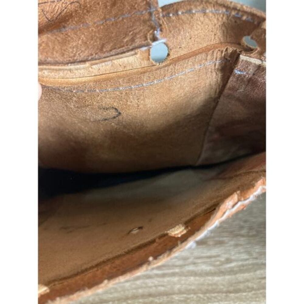 Vintage Mexican Hand-Tooled Leather Backpack Brown Floral Design - Thumbnail 14