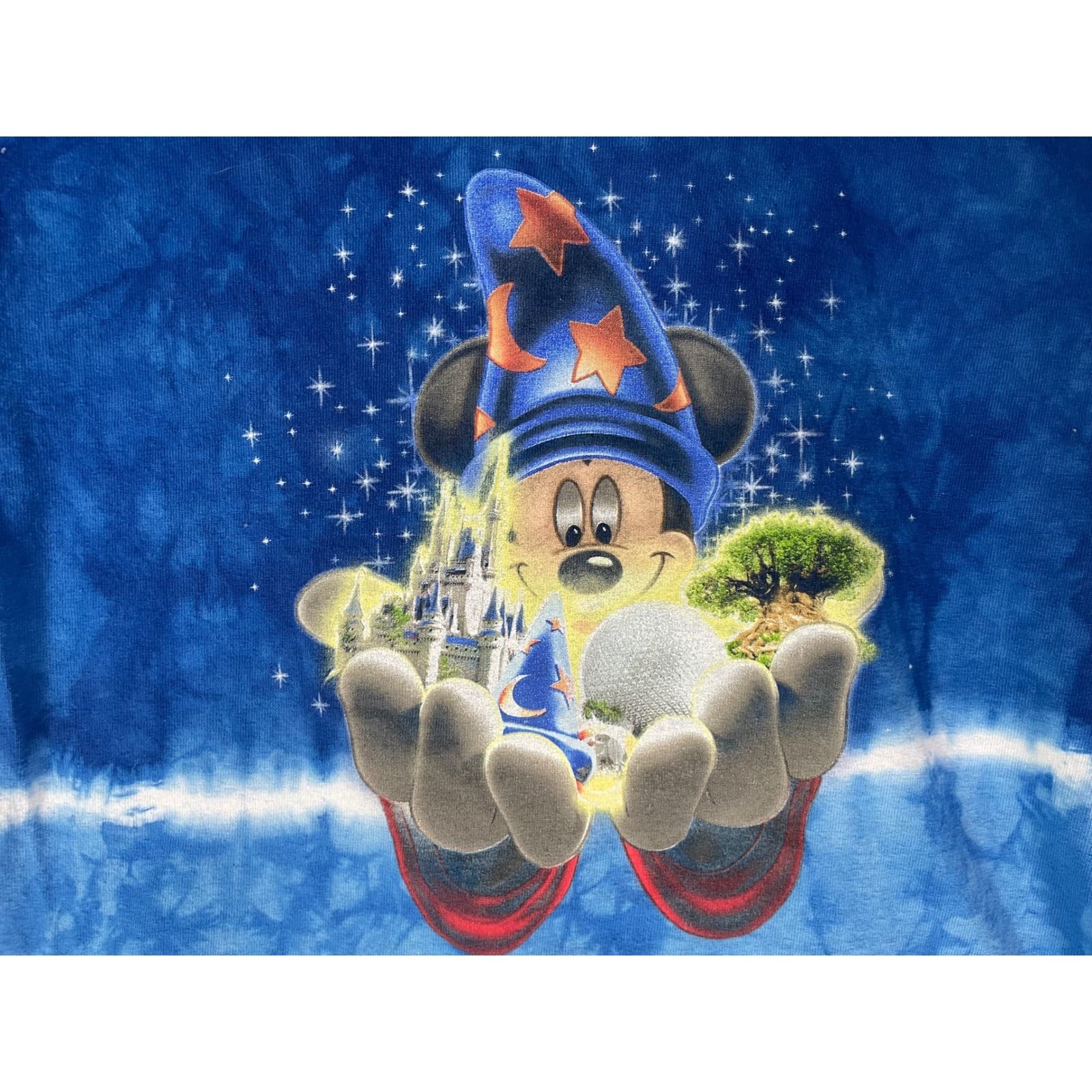 Disney Sorcerer Mickey T Shirt Kids XS Blue Fantasia Castle Graphic Tee - Thumbnail 5