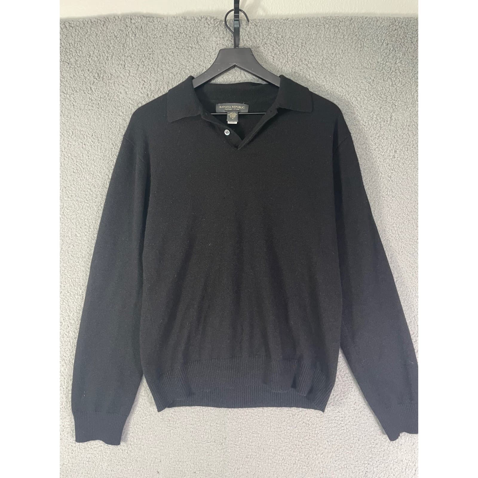 Banana Republic Cashmere Sweater Mens XL Black Pullover Luxury Knit - Thumbnail 4