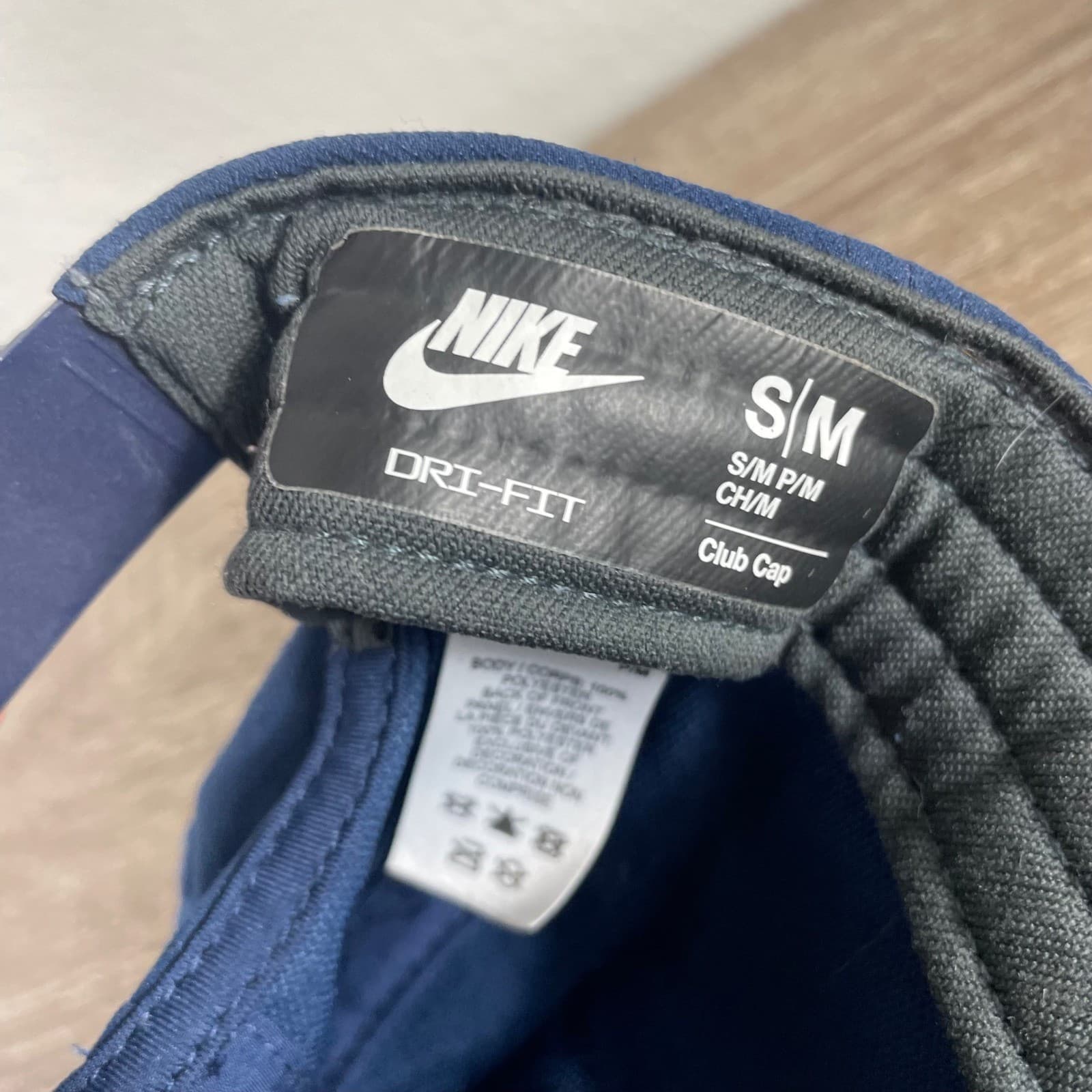 Nike Dri Fit Club Cap Hat Navy Blue Swoosh Adjustable S M Lightweight - Thumbnail 3